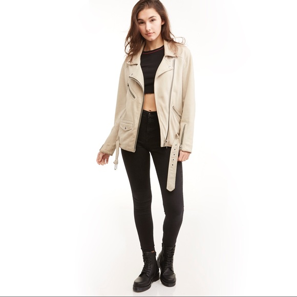 All Saints Suede Leather Oversized Moto Jacket - Picture 7 of 7